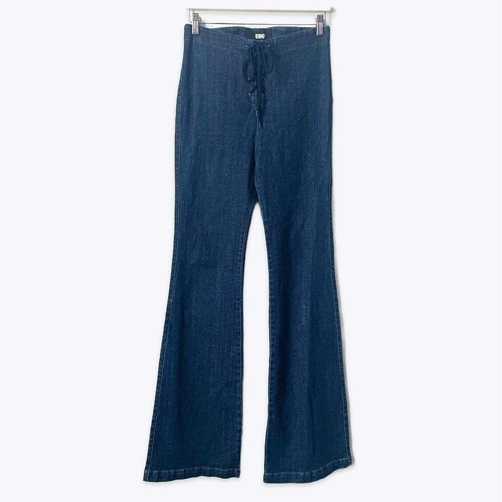 Reformation Lace Up Front Wide Leg Flared Bell Bottom Jeans Size 6